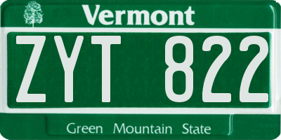 VT license plate ZYT822