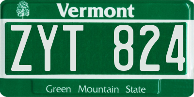 VT license plate ZYT824