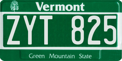 VT license plate ZYT825