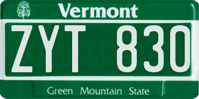 VT license plate ZYT830