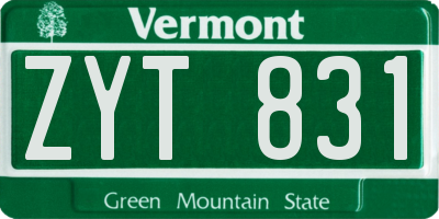 VT license plate ZYT831