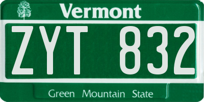 VT license plate ZYT832