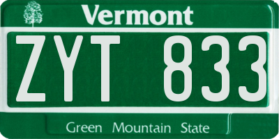 VT license plate ZYT833
