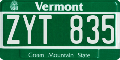 VT license plate ZYT835