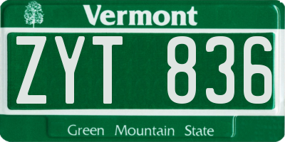 VT license plate ZYT836