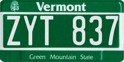 VT license plate ZYT837