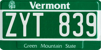 VT license plate ZYT839