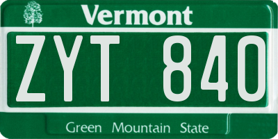 VT license plate ZYT840