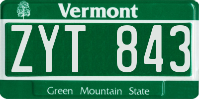 VT license plate ZYT843