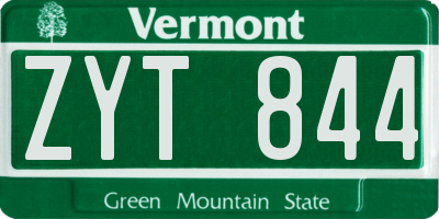 VT license plate ZYT844