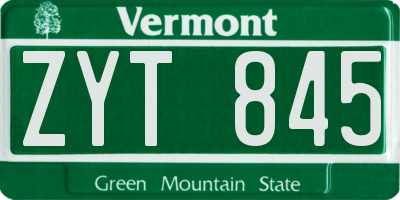 VT license plate ZYT845
