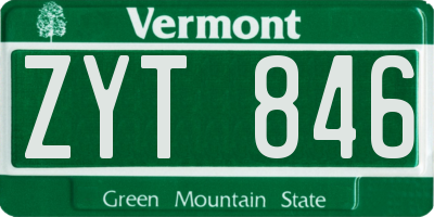 VT license plate ZYT846