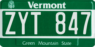 VT license plate ZYT847