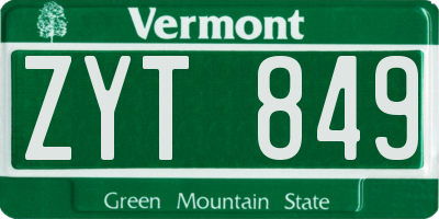 VT license plate ZYT849