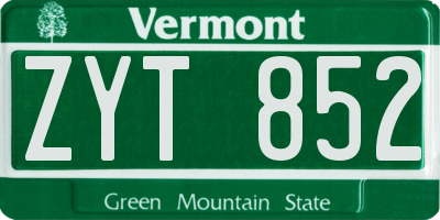 VT license plate ZYT852