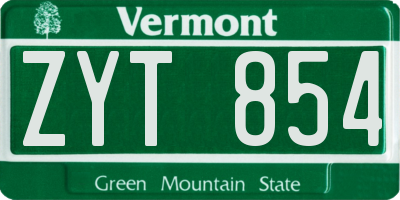 VT license plate ZYT854