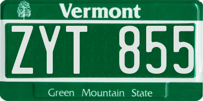VT license plate ZYT855