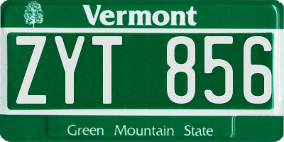 VT license plate ZYT856