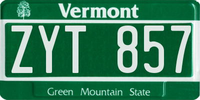 VT license plate ZYT857