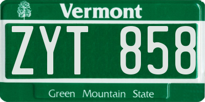 VT license plate ZYT858