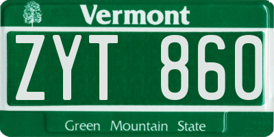VT license plate ZYT860