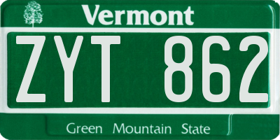 VT license plate ZYT862
