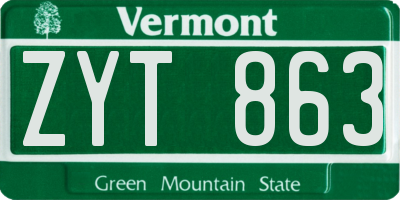 VT license plate ZYT863