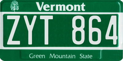 VT license plate ZYT864