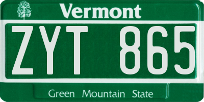 VT license plate ZYT865