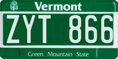 VT license plate ZYT866