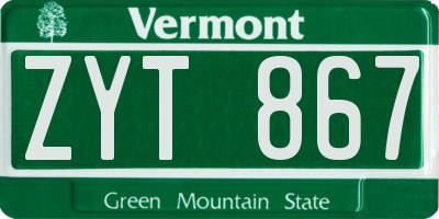 VT license plate ZYT867