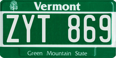 VT license plate ZYT869