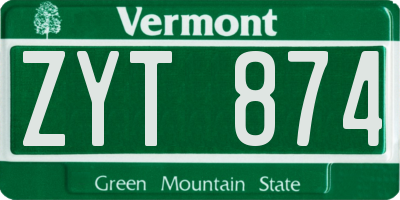 VT license plate ZYT874