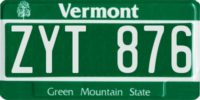 VT license plate ZYT876