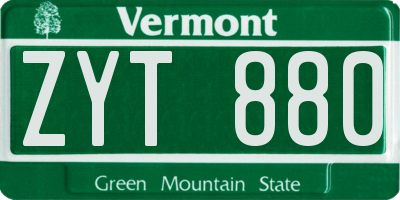 VT license plate ZYT880