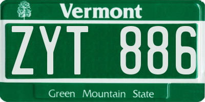 VT license plate ZYT886