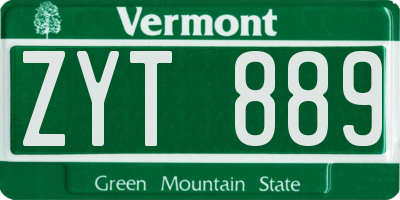 VT license plate ZYT889