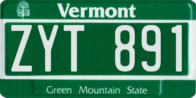 VT license plate ZYT891