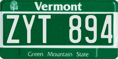VT license plate ZYT894