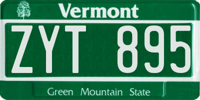 VT license plate ZYT895
