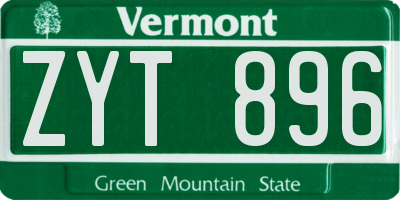 VT license plate ZYT896