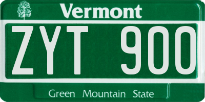VT license plate ZYT900