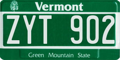 VT license plate ZYT902