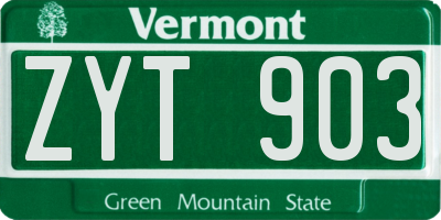 VT license plate ZYT903