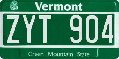 VT license plate ZYT904