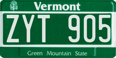 VT license plate ZYT905