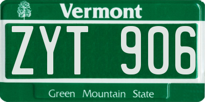 VT license plate ZYT906