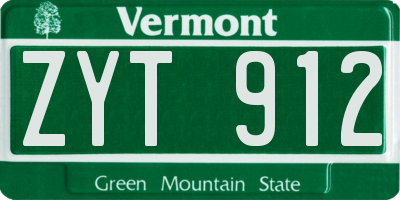 VT license plate ZYT912