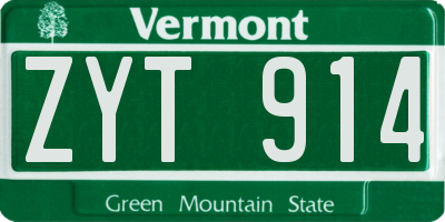 VT license plate ZYT914