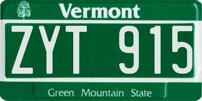VT license plate ZYT915